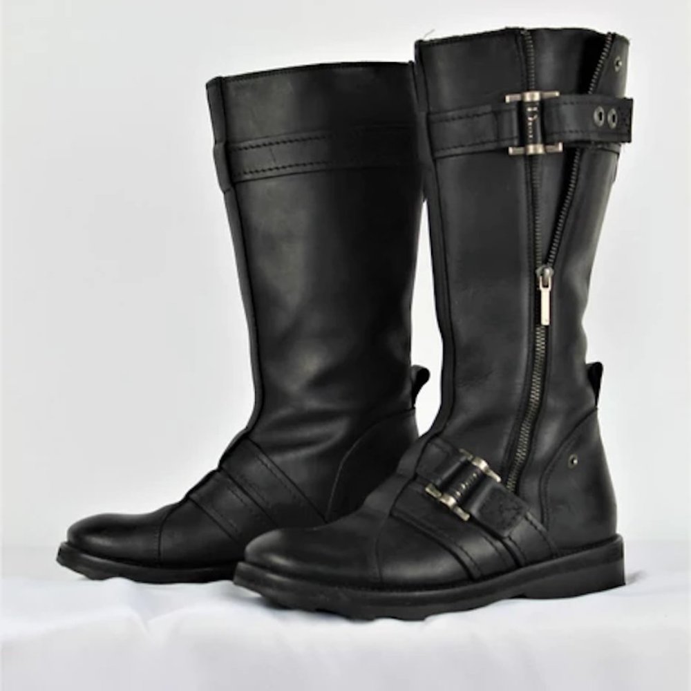 Dior Black Leather Moto Boots